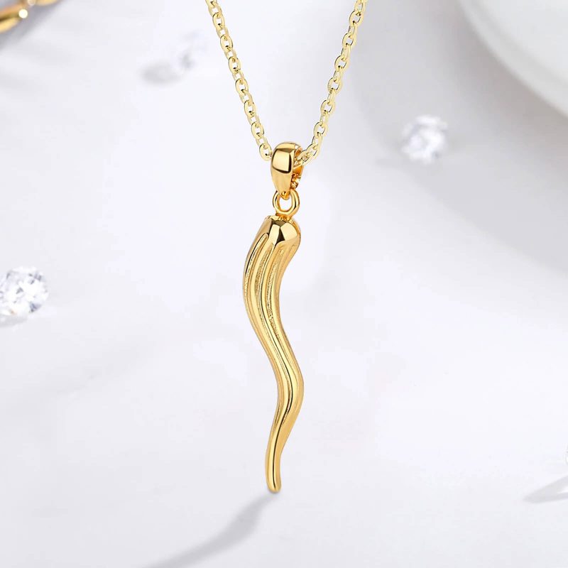 18K Gold Plated 925 Sterling Silver Italian Horn necklace (1)