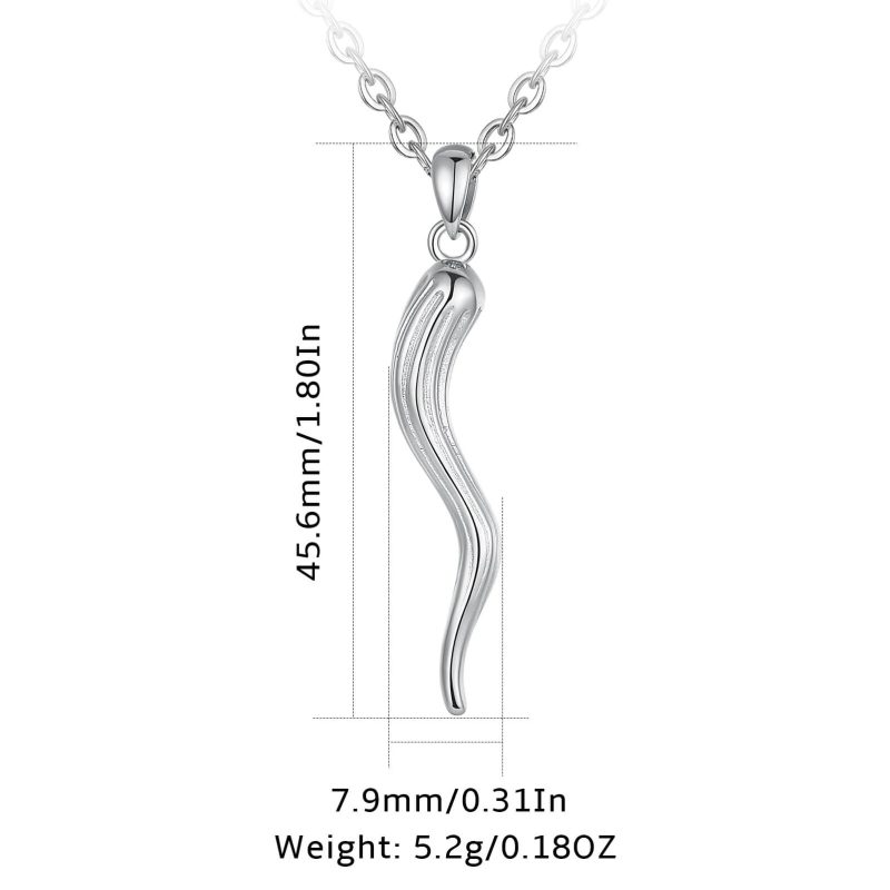 925 Sterling Silver Italian Horn necklace Pendant for Women