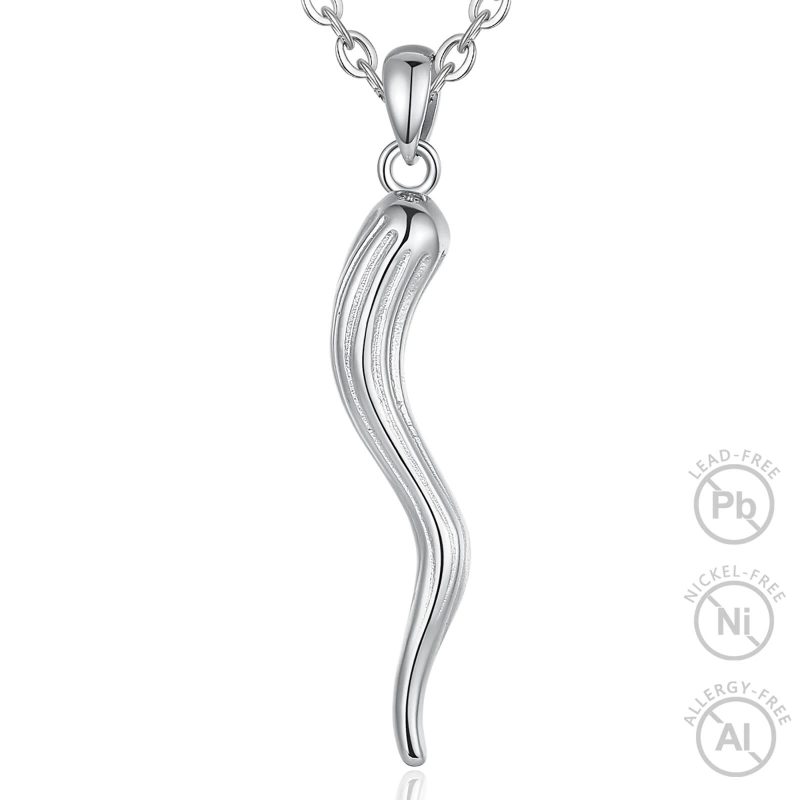 925 Sterling Silver Italian Horn necklace Pendant for Women