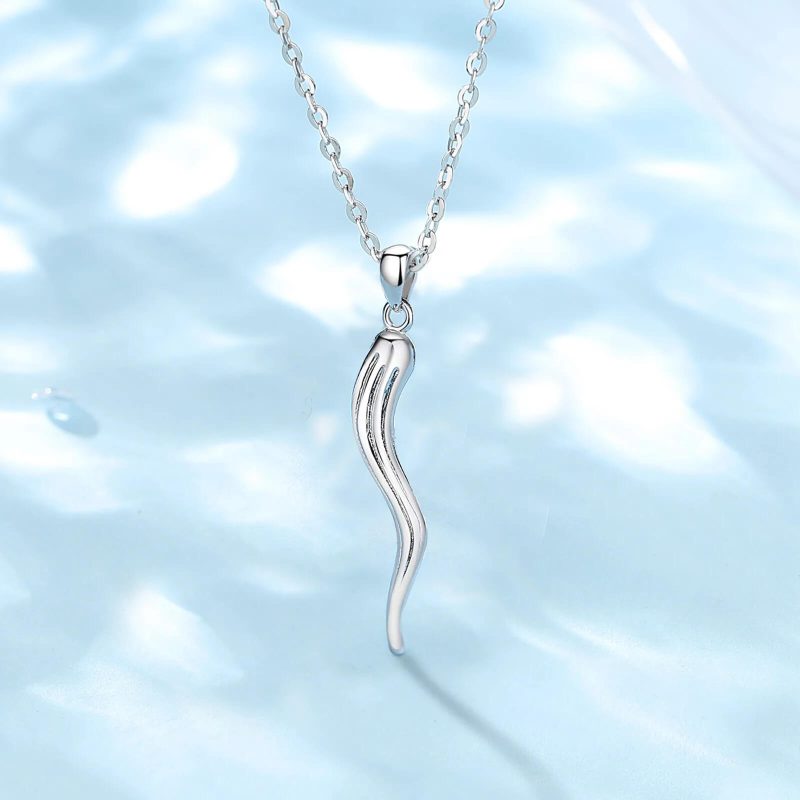 925 Sterling Silver Italian Horn necklace Pendant for Women