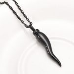 Black Italian Horn Urn Necklace For Men Women Stainless Steel Ashes Holder Pendant Necklace