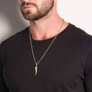 Gold Italian Horn Necklaces for man