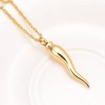 Gold Italian Horn necklace shape Cremation Jewelry for Ashes, Urn Pendant Necklace