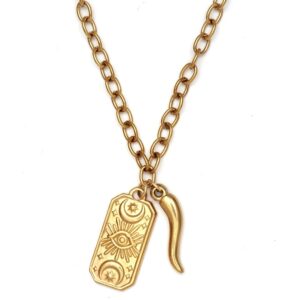 Italian Horn Mens 14k Necklace