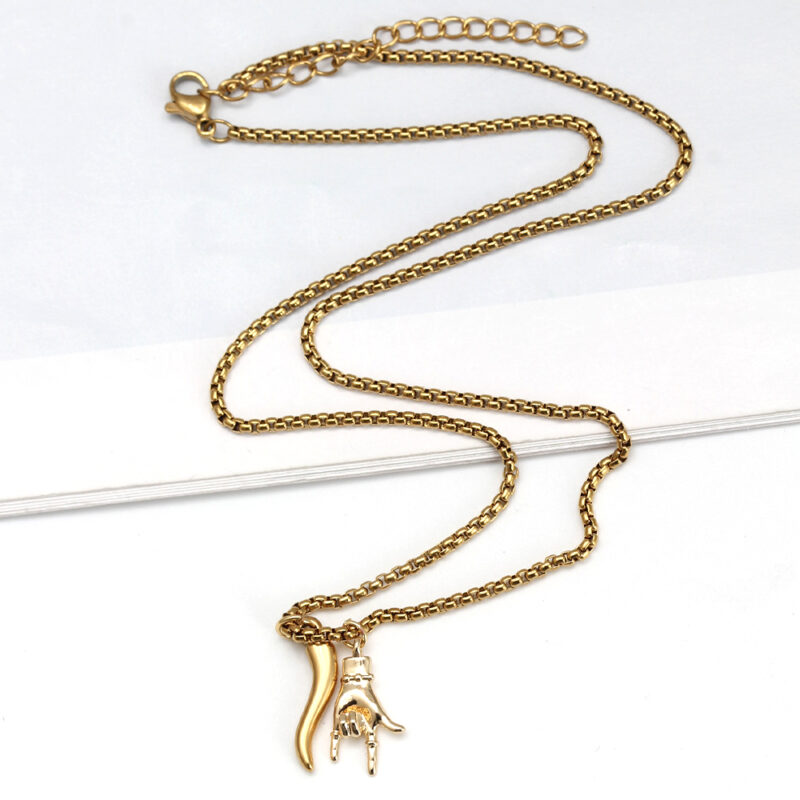 Italian Horn And Hand Necklace