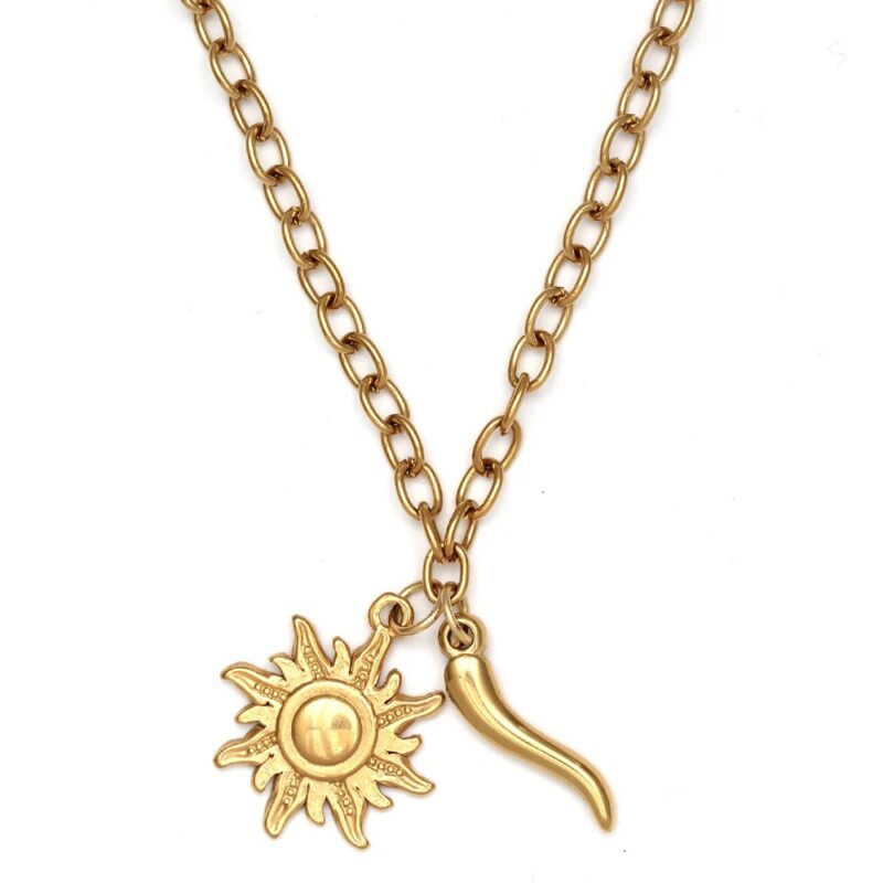 Italian Horn Necklace Gold