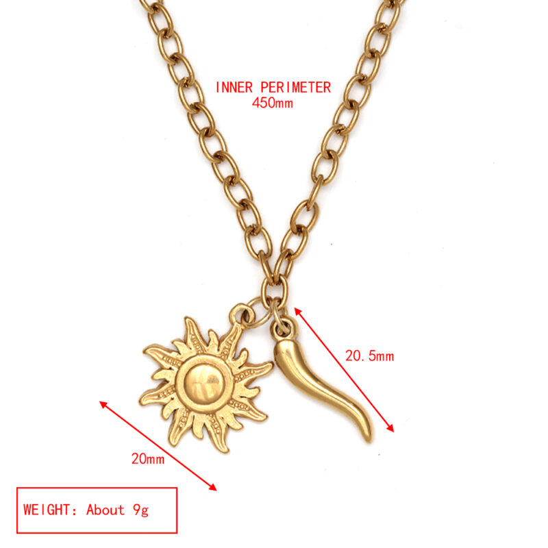 Italian Horn Necklace Gold